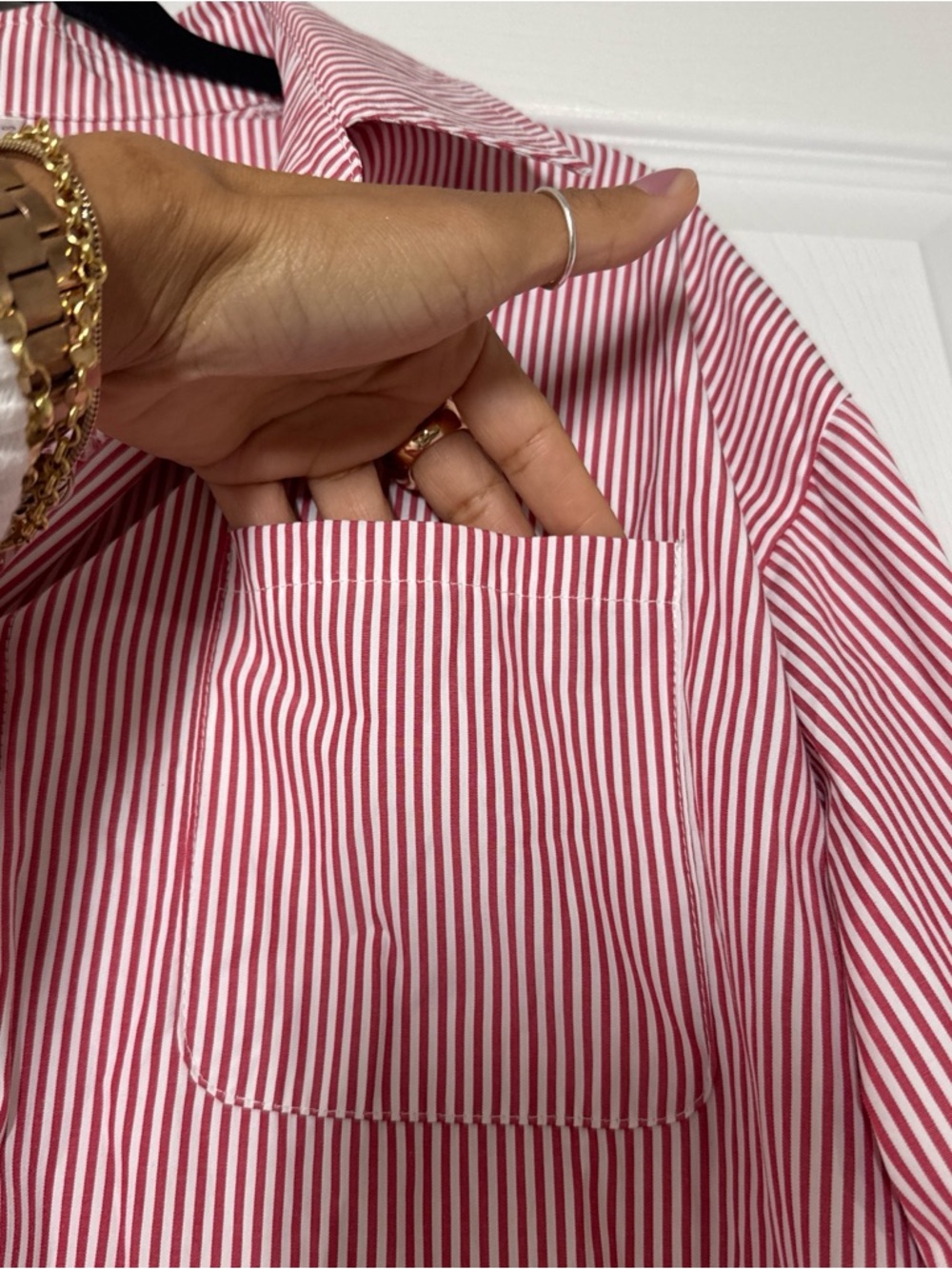 Amazon Red and White Striped Button-Down Shirt - Picture 3 of 4